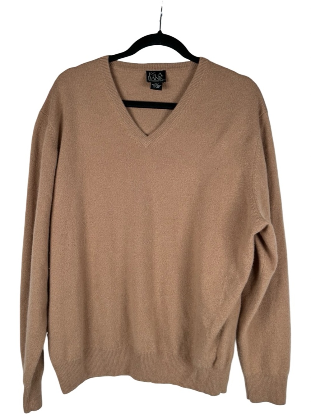 Jos. A. Bank Tan Light Brown 100% Cashmere V-Neck Pullover Sweater Size Medium